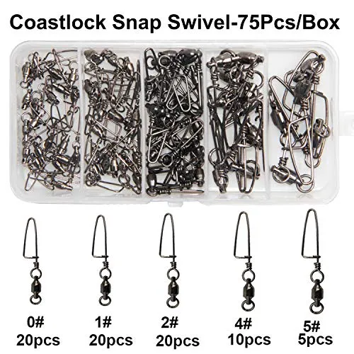Easy Catch 10, 30 Pack High-Strength Fishing Ball Bearing Swivel with Coastlock Snap, Strong Welded Ring for Saltwater Fishing-18Lb to 350Lb (100% Copper Stainless Steel) (Size 4 4 (90lb) 30Pack)