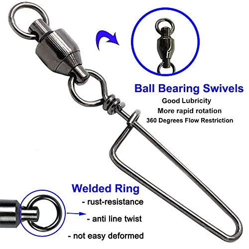 Easy Catch 10, 30 Pack High-Strength Fishing Ball Bearing Swivel with Coastlock Snap, Strong Welded Ring for Saltwater Fishing-18Lb to 350Lb (100% Copper Stainless Steel) (Size 4 4 (90lb) 30Pack)