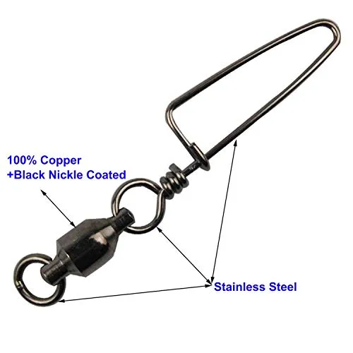Easy Catch 10, 30 Pack High-Strength Fishing Ball Bearing Swivel with Coastlock Snap, Strong Welded Ring for Saltwater Fishing-18Lb to 350Lb (100% Copper Stainless Steel) (Size 4 4 (90lb) 30Pack)