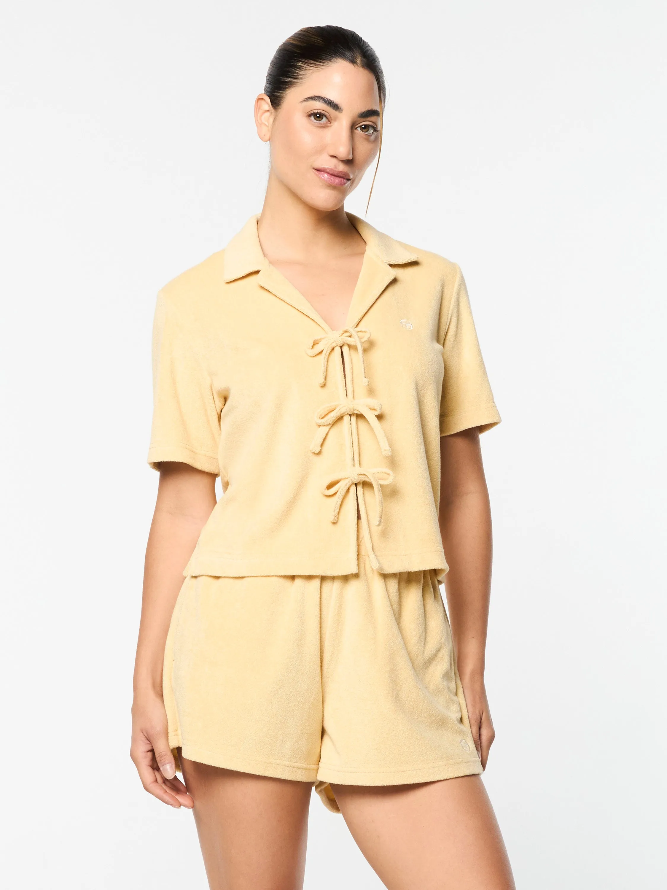 Edda Cropped Shirt- Straw