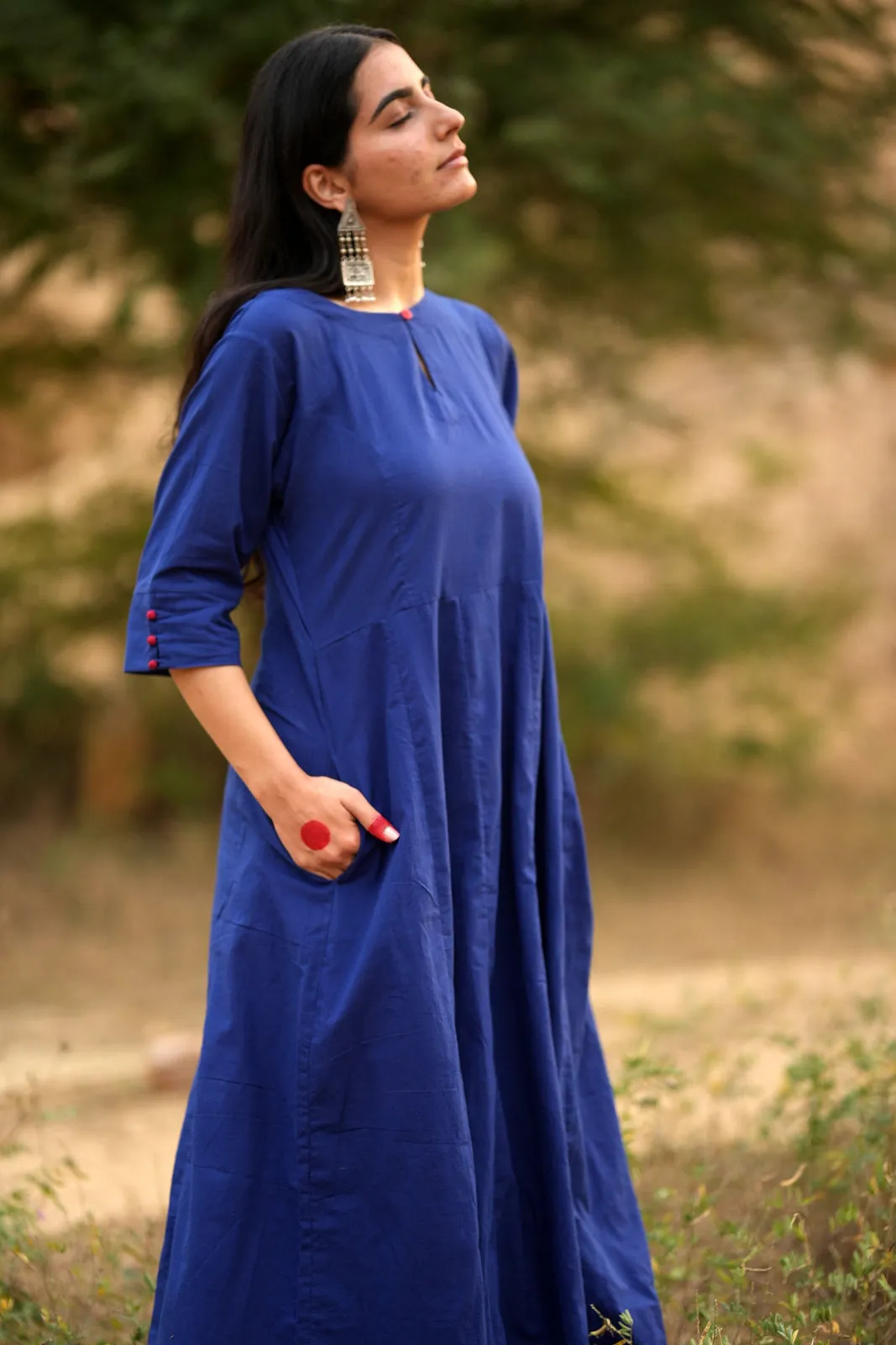 Egyptian blue Kalidaar Kurta Set with Dupatta