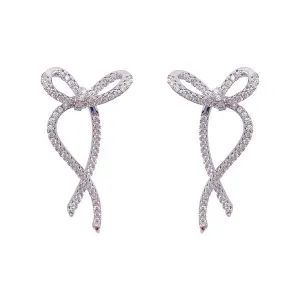 Elegant Rhinestone Inlaid Bowknot Earrings