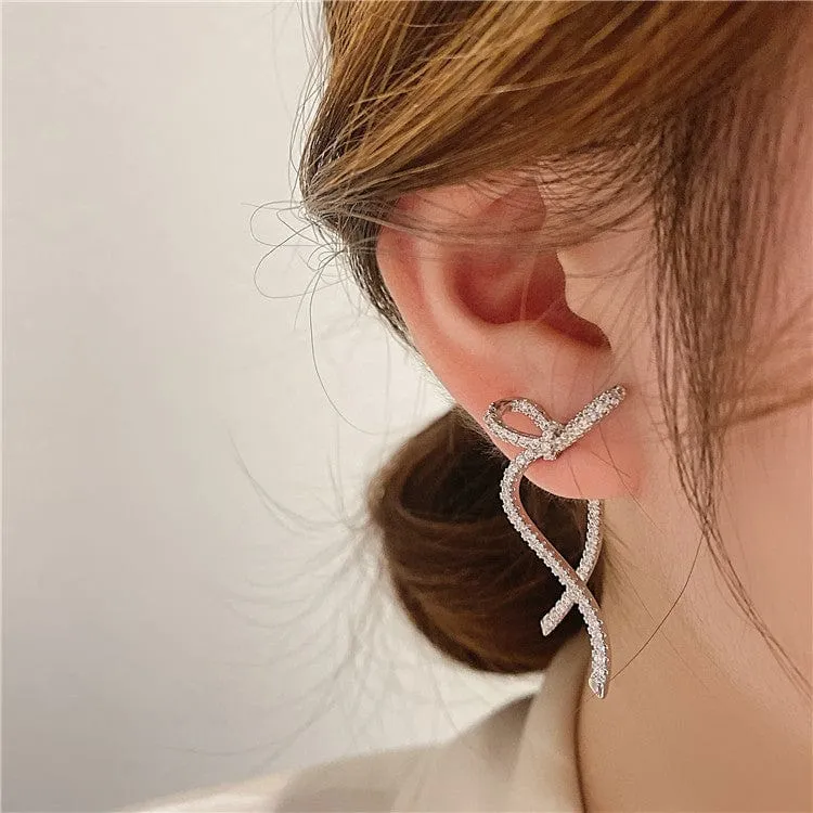 Elegant Rhinestone Inlaid Bowknot Earrings