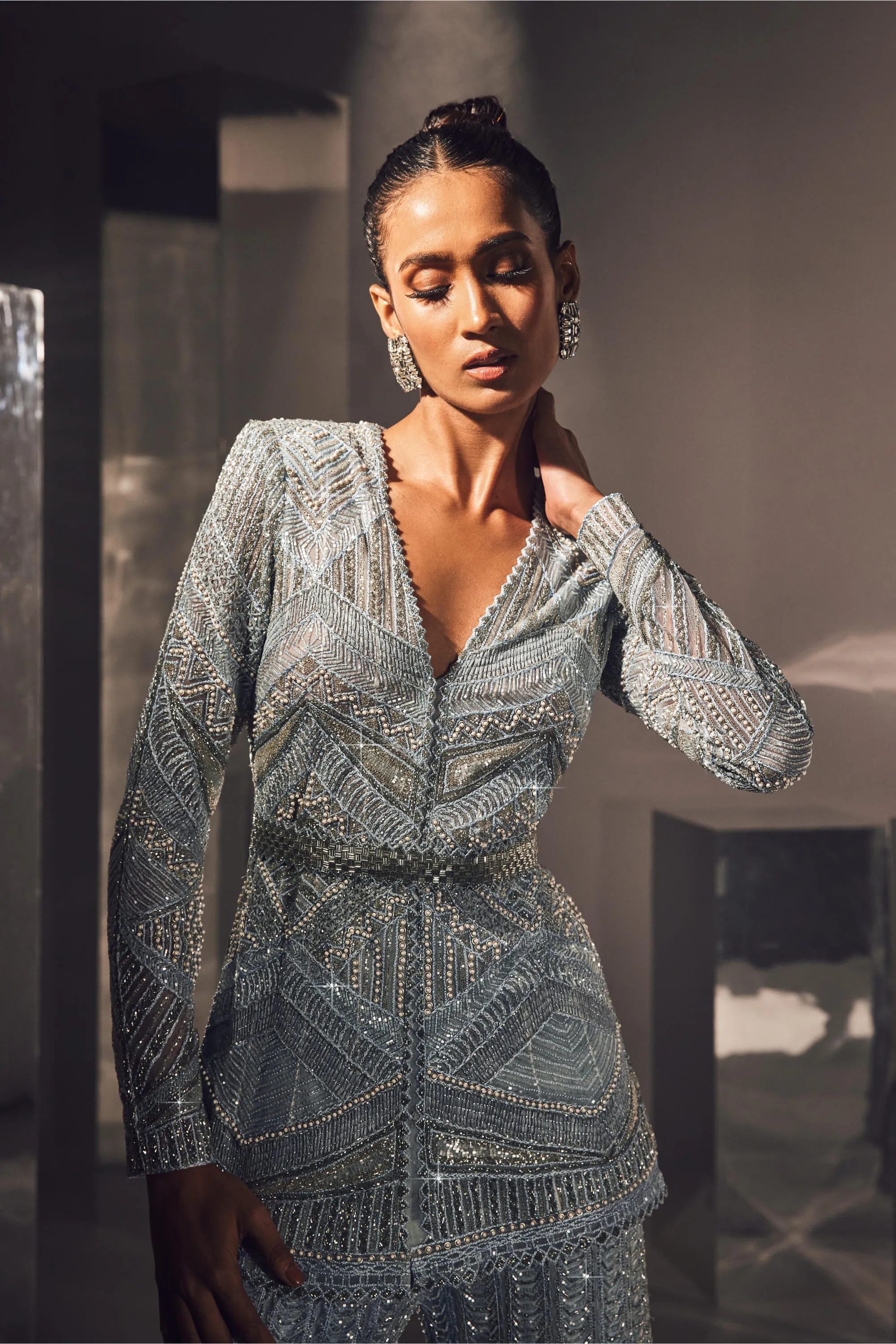 Elif ice blue sharara set