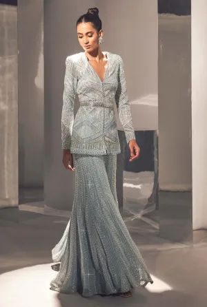 Elif ice blue sharara set