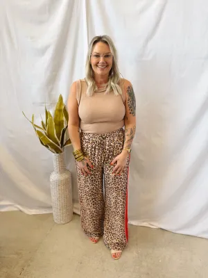 Elle Leopard Pants with Red Stripe
