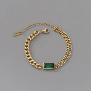 Embedded Zircon Thick Chain Bracelets 316L Jewelry For Women