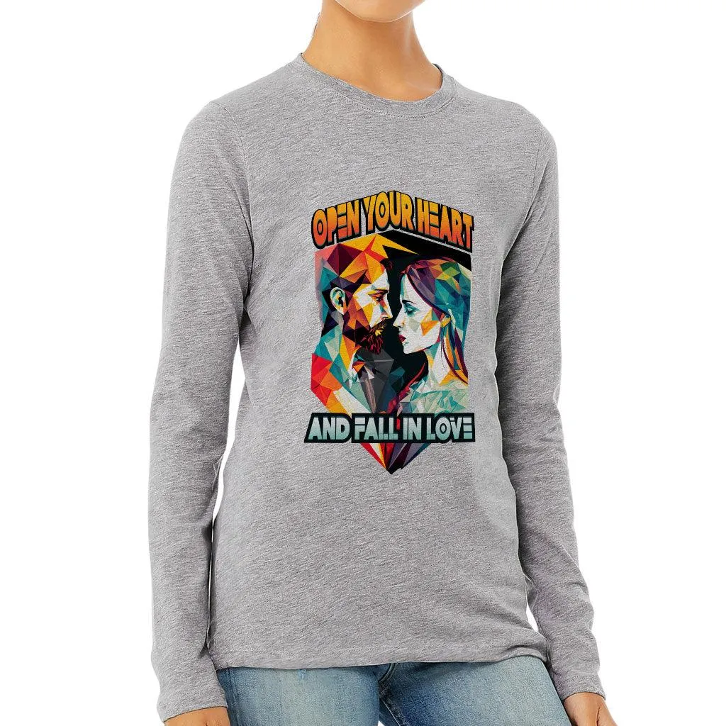 Fall in Love Women's Long Sleeve T-Shirt - Unique Long Sleeve Tee - Geometric T-Shirt