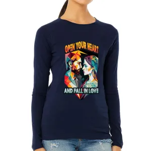 Fall in Love Women's Long Sleeve T-Shirt - Unique Long Sleeve Tee - Geometric T-Shirt
