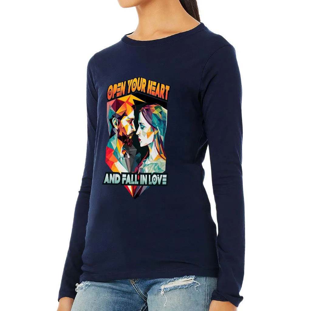 Fall in Love Women's Long Sleeve T-Shirt - Unique Long Sleeve Tee - Geometric T-Shirt