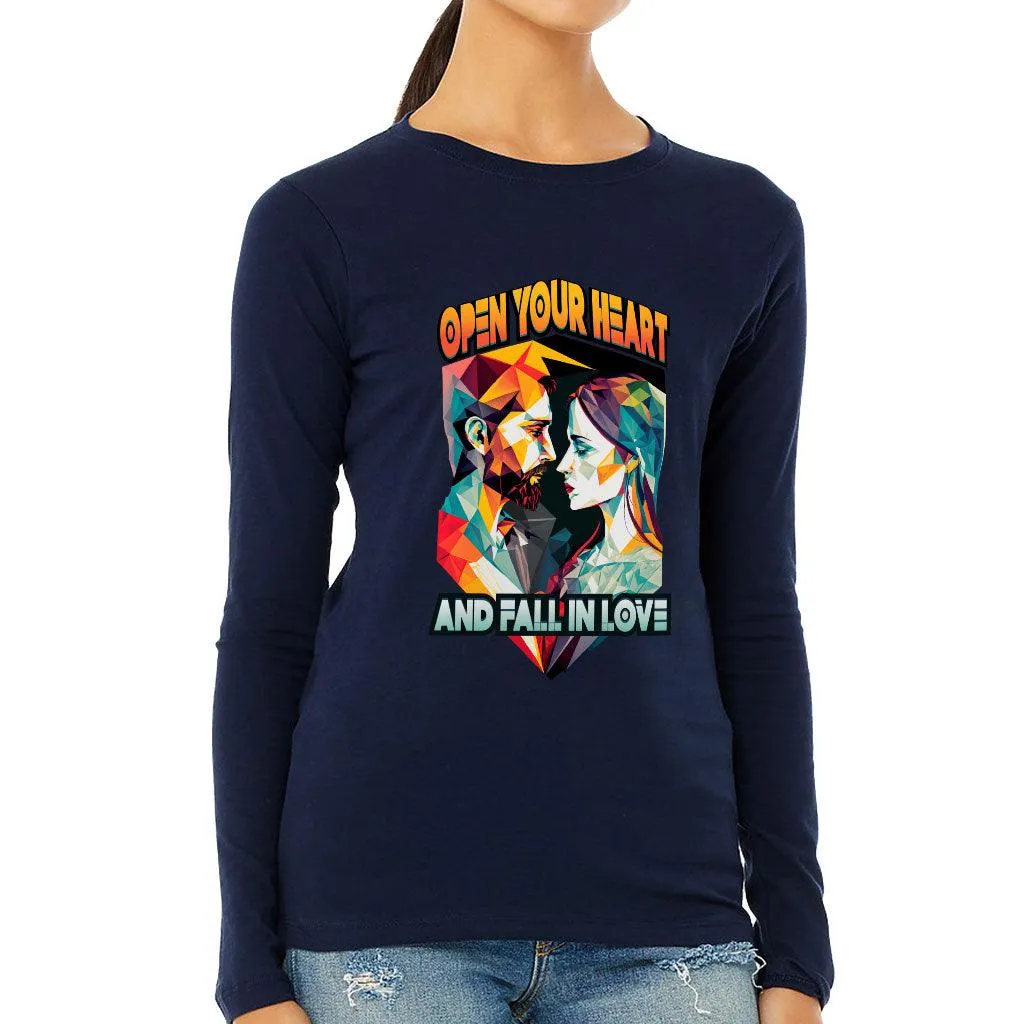 Fall in Love Women's Long Sleeve T-Shirt - Unique Long Sleeve Tee - Geometric T-Shirt