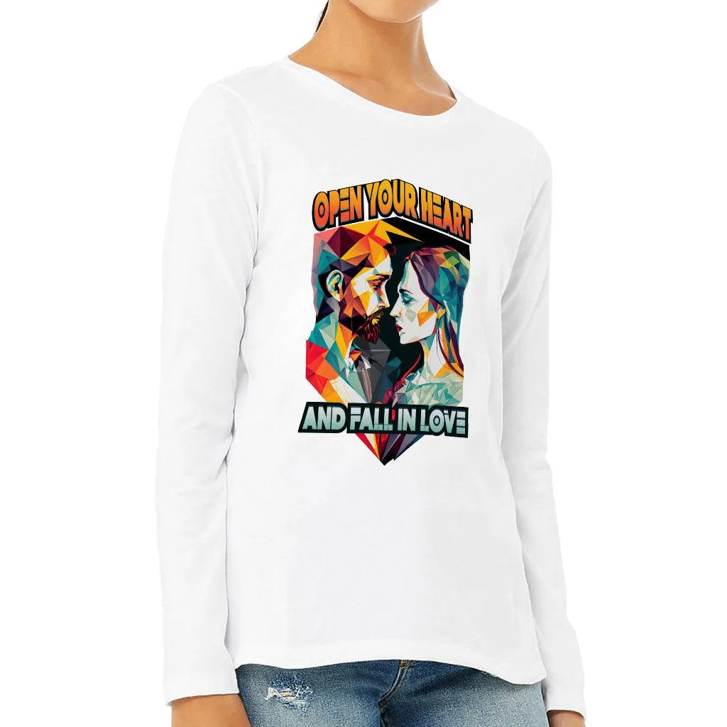 Fall in Love Women's Long Sleeve T-Shirt - Unique Long Sleeve Tee - Geometric T-Shirt