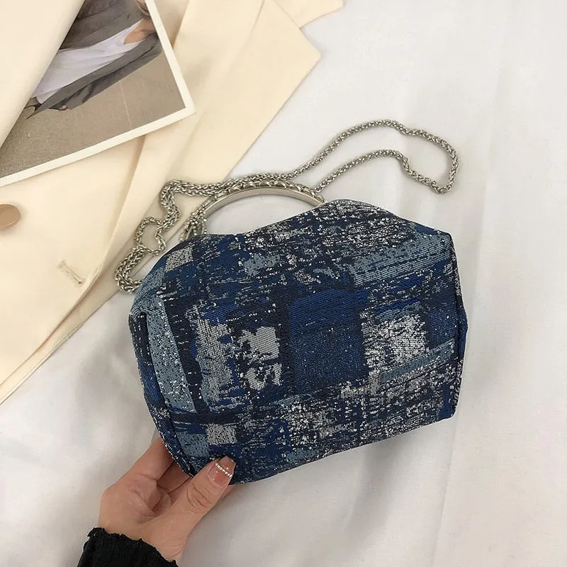 Faux Denim Bucket Bag