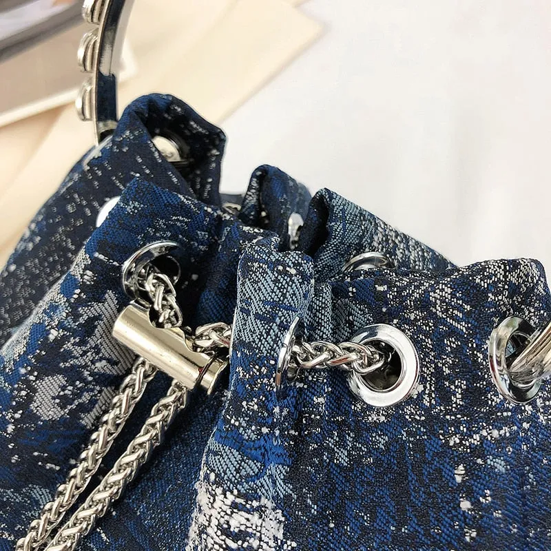 Faux Denim Bucket Bag