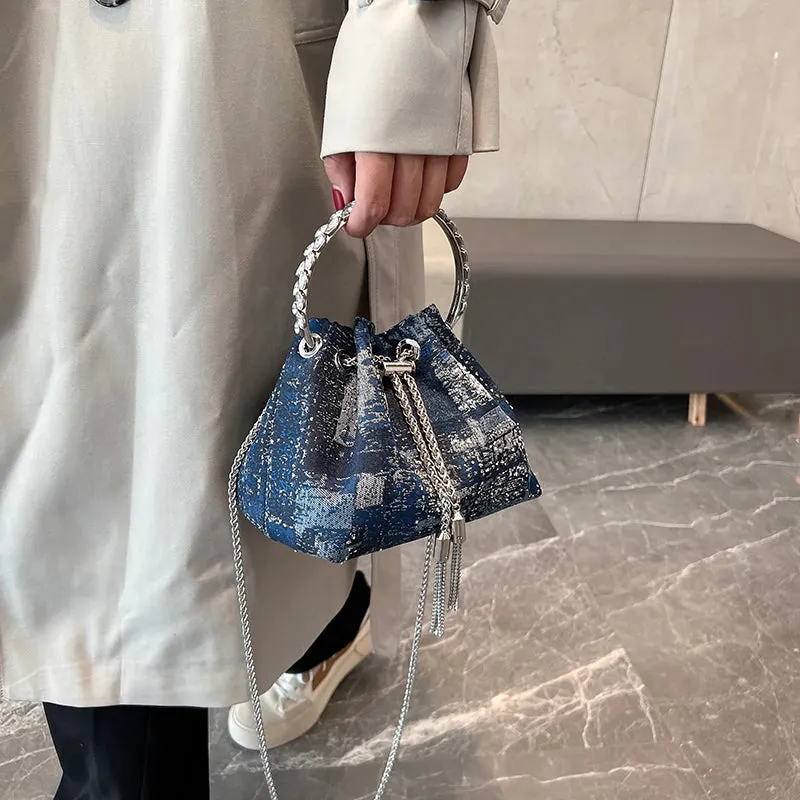 Faux Denim Bucket Bag