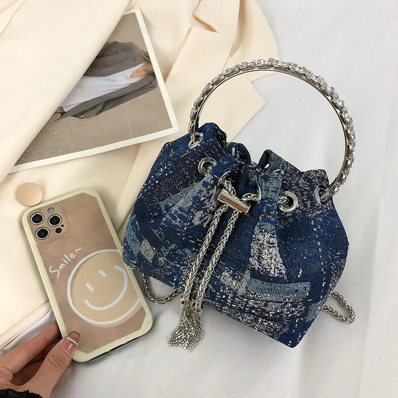 Faux Denim Bucket Bag