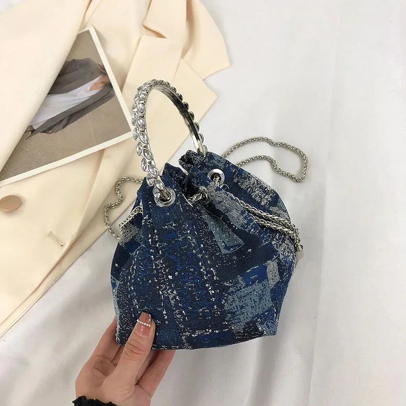 Faux Denim Bucket Bag