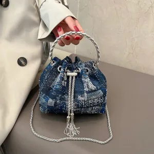 Faux Denim Bucket Bag