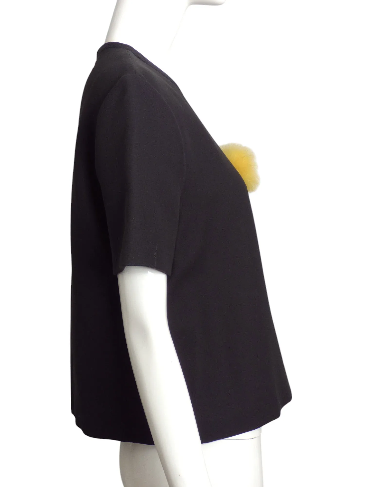 FENDI-  2015 Black Fur Monster Eye T-shirt, Size 4
