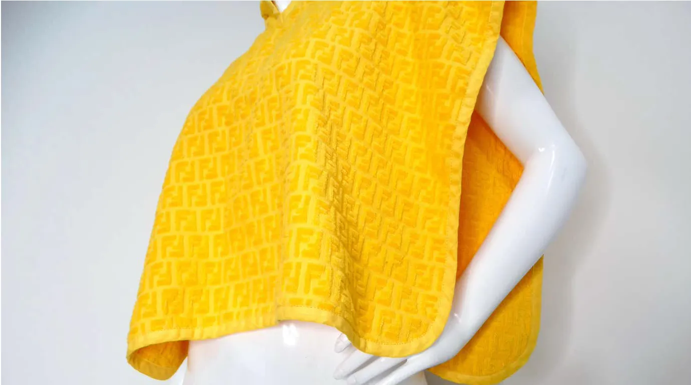 Fendi Logo Yellow Terrycloth Poncho