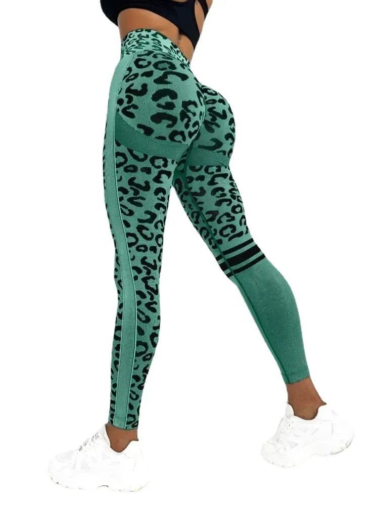 FierceFlow High-Waist Leopard Print Seamless Knit Leggings