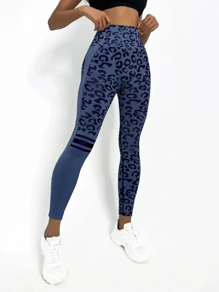 FierceFlow High-Waist Leopard Print Seamless Knit Leggings