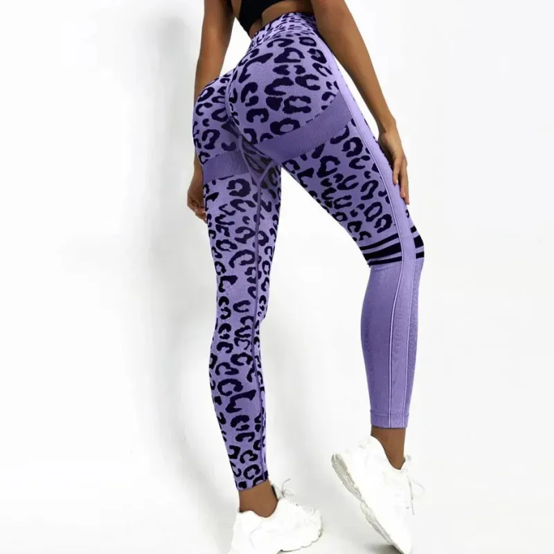 FierceFlow High-Waist Leopard Print Seamless Knit Leggings