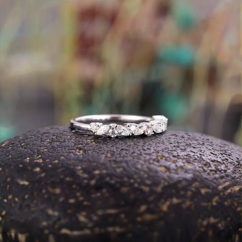 Flower Silver Zircon Ring for Women Wedding Band Jewelry