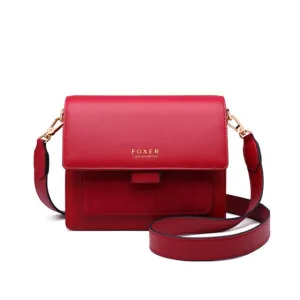 FOXER Women Split Cow Leather Crossbody Shoulder Bags Female Fashion Small Lady Flap Purse Valentine Gift for Girl