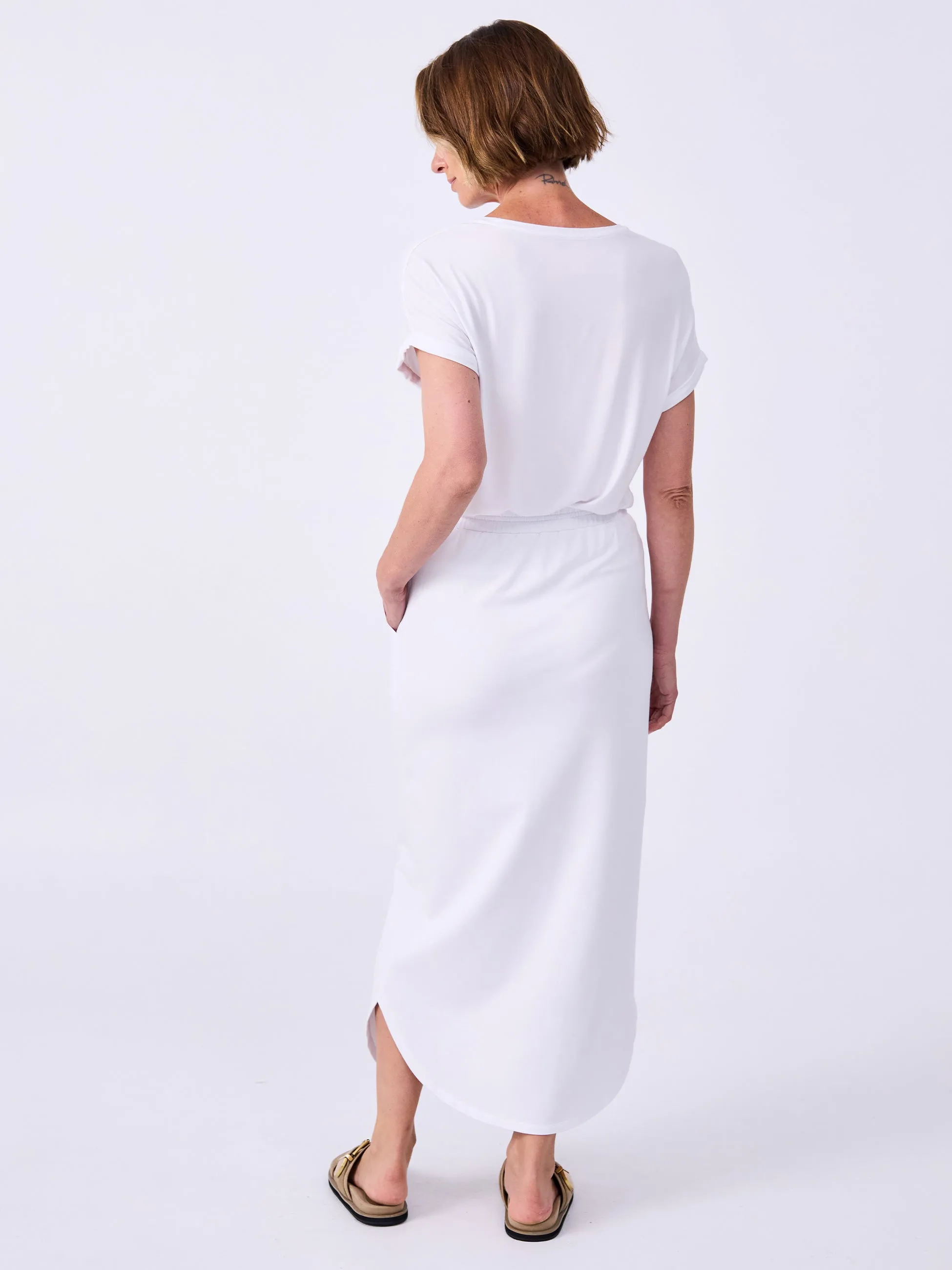 French Terry Curved Hem Skirt - White