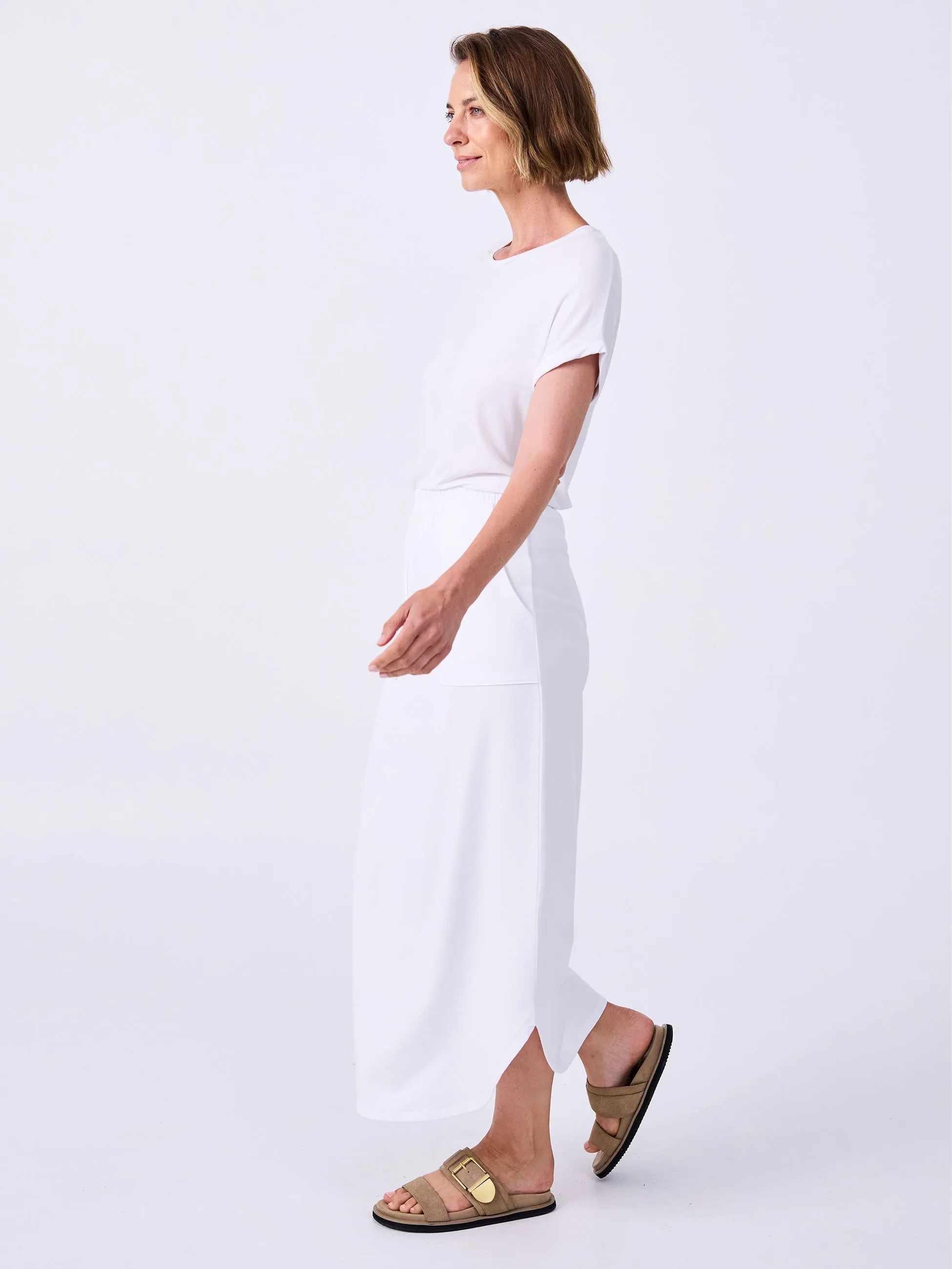 French Terry Curved Hem Skirt - White