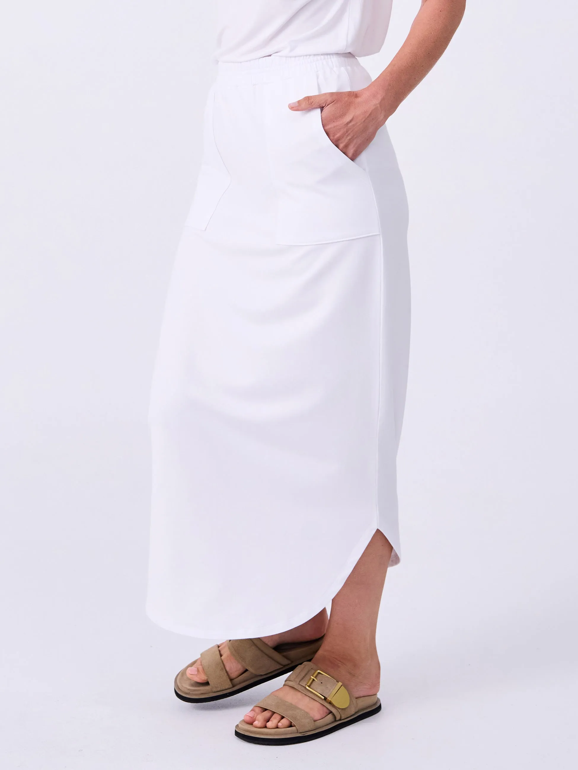 French Terry Curved Hem Skirt - White