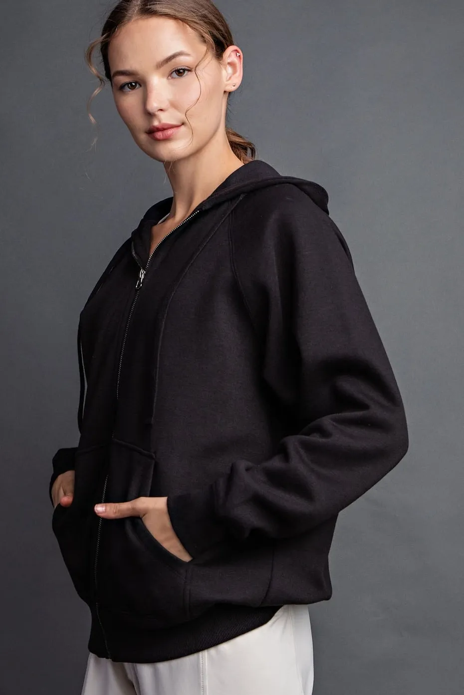 French Terry Fleece Zip Up Hoodie