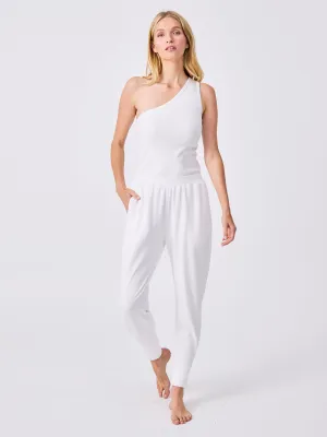 French Terry Side Pleat Jogger Jogger - White