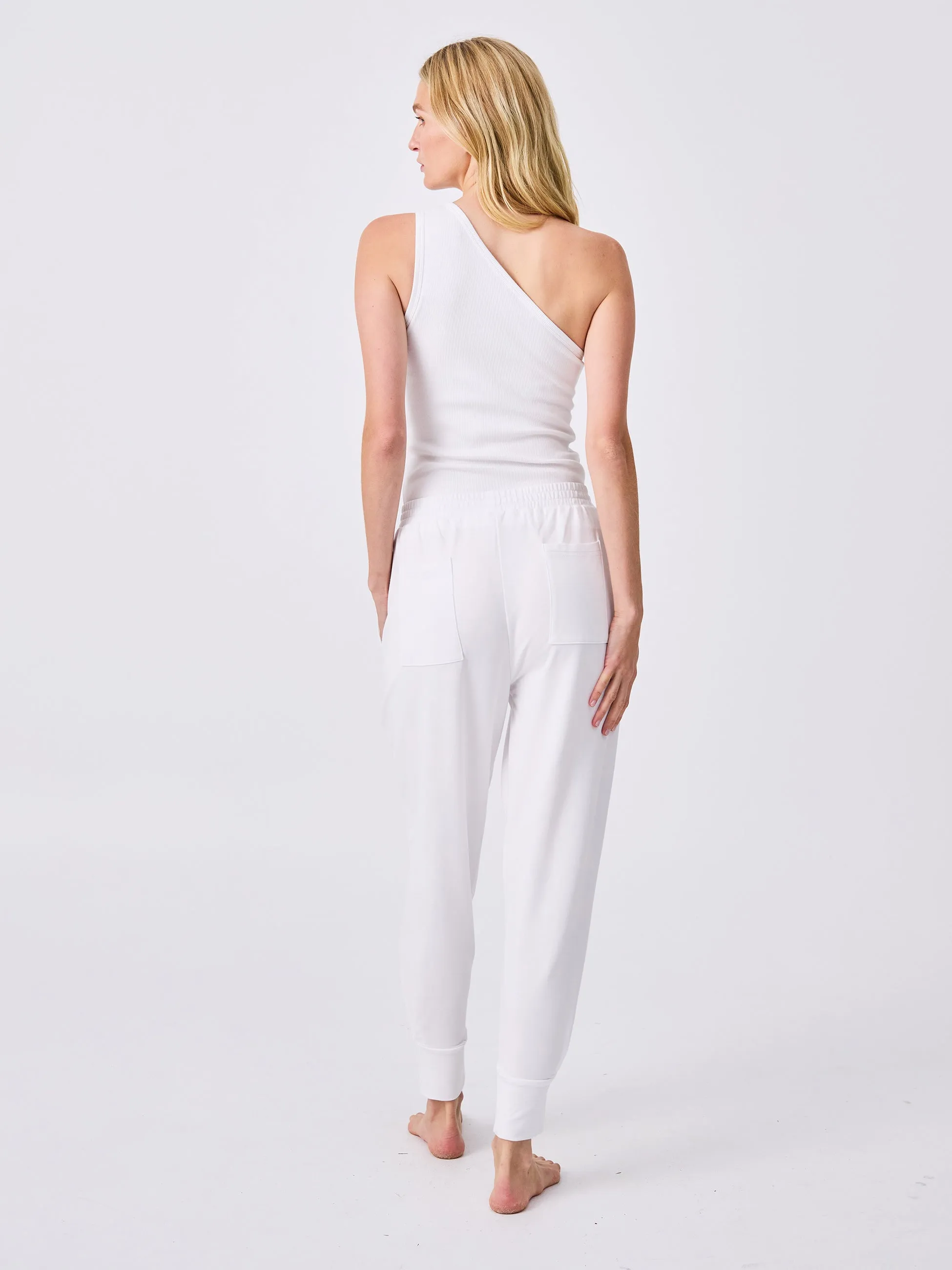 French Terry Side Pleat Jogger Jogger - White