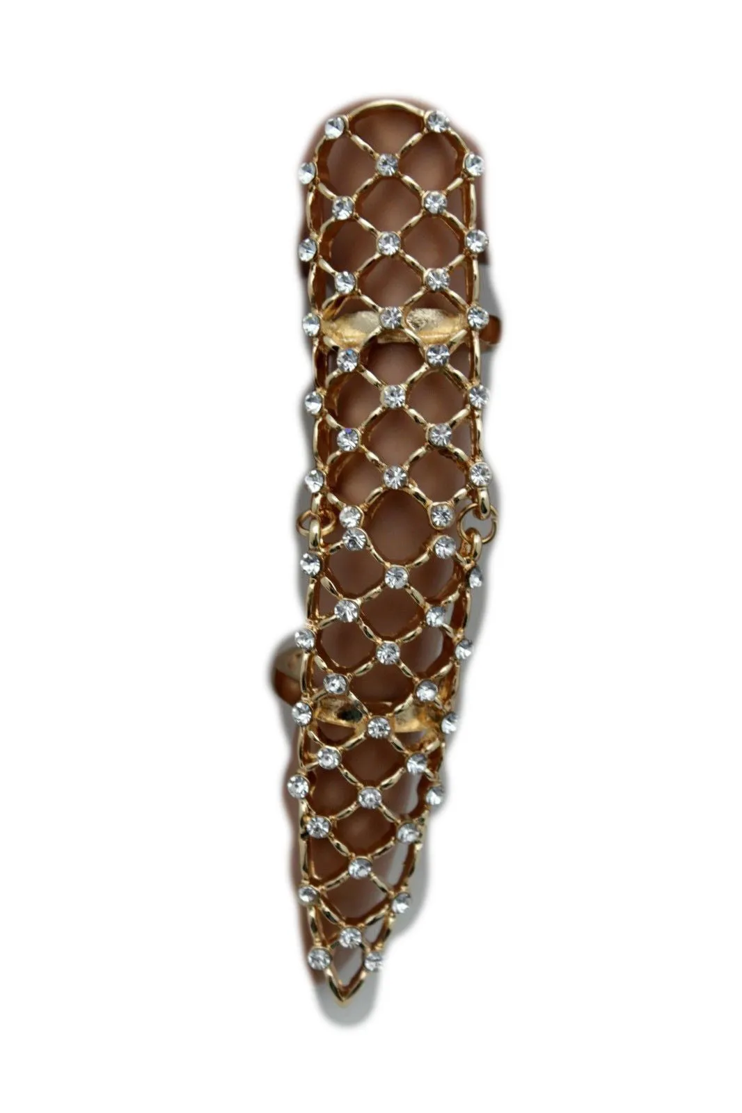 Full Finger Gold Metal & Rhinestone Ring