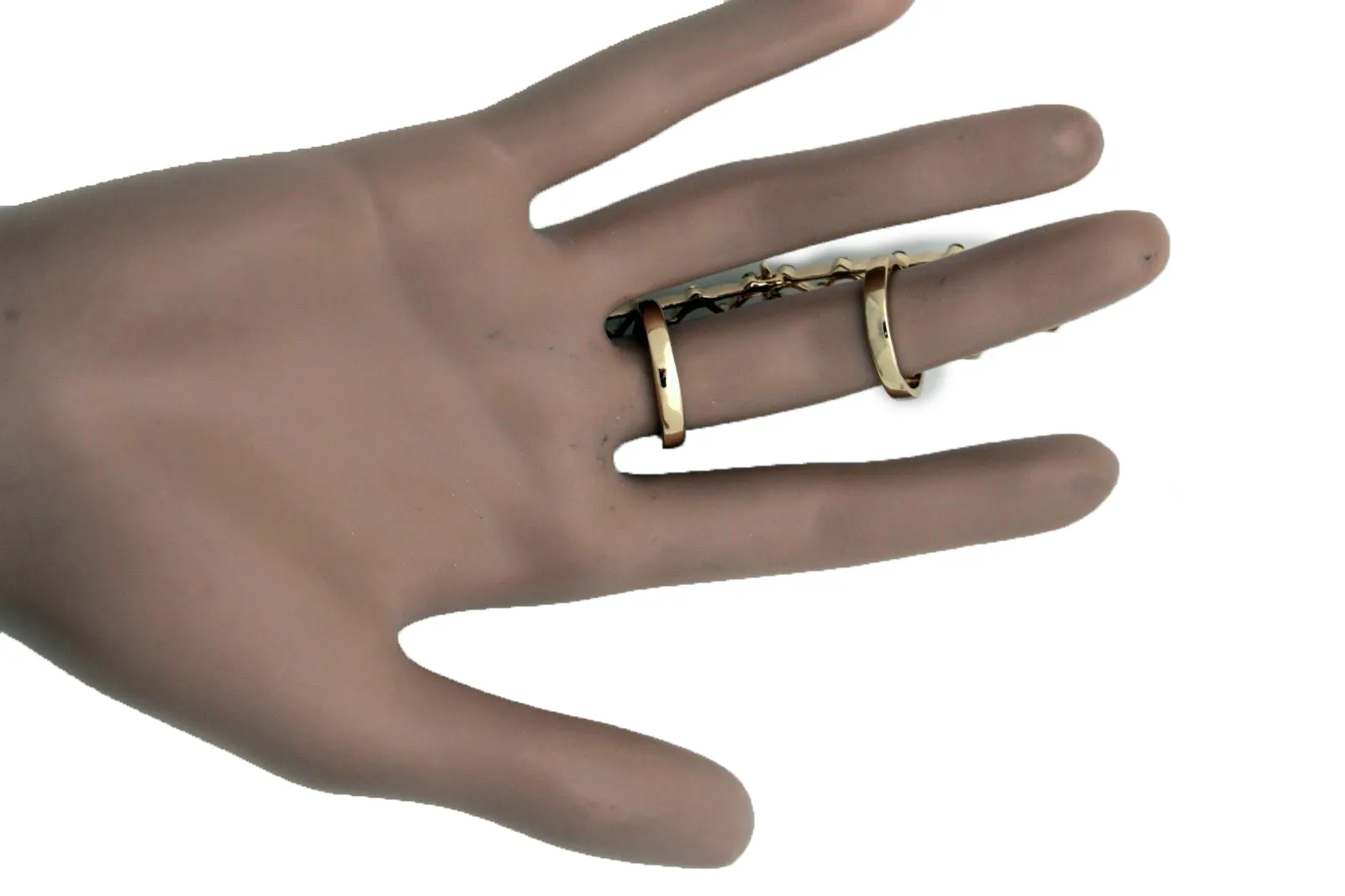 Full Finger Gold Metal & Rhinestone Ring