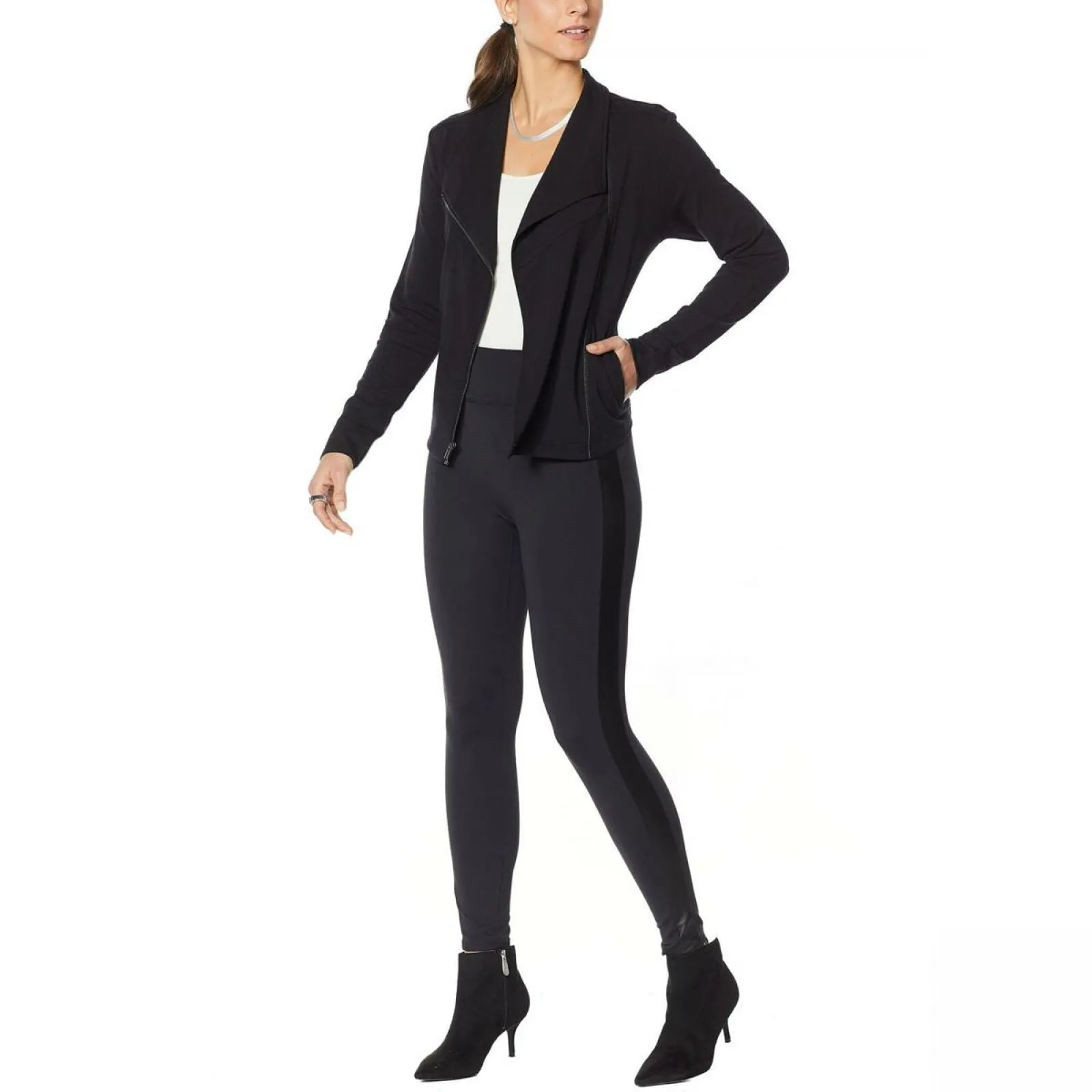 G by Giuliana Women's Jet Set French Terry Moto Jacket