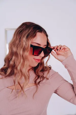 Geo Frame Cat-Eye Sunglasses - Black/Tortoise