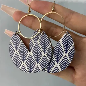 Geometric Copper Drop Earrings | Colorful Pattern Statement Earrings | Women's Fashion Jewelry