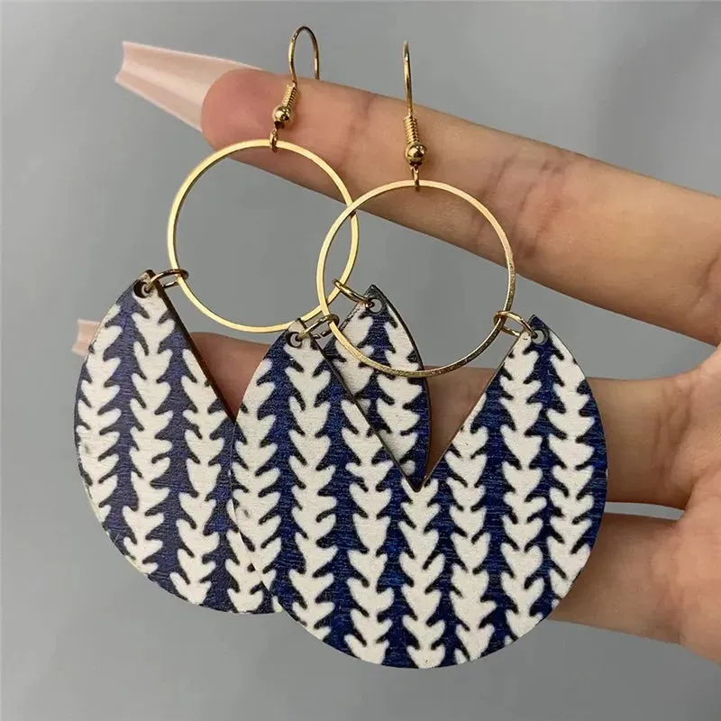 Geometric Copper Drop Earrings | Colorful Pattern Statement Earrings | Women's Fashion Jewelry