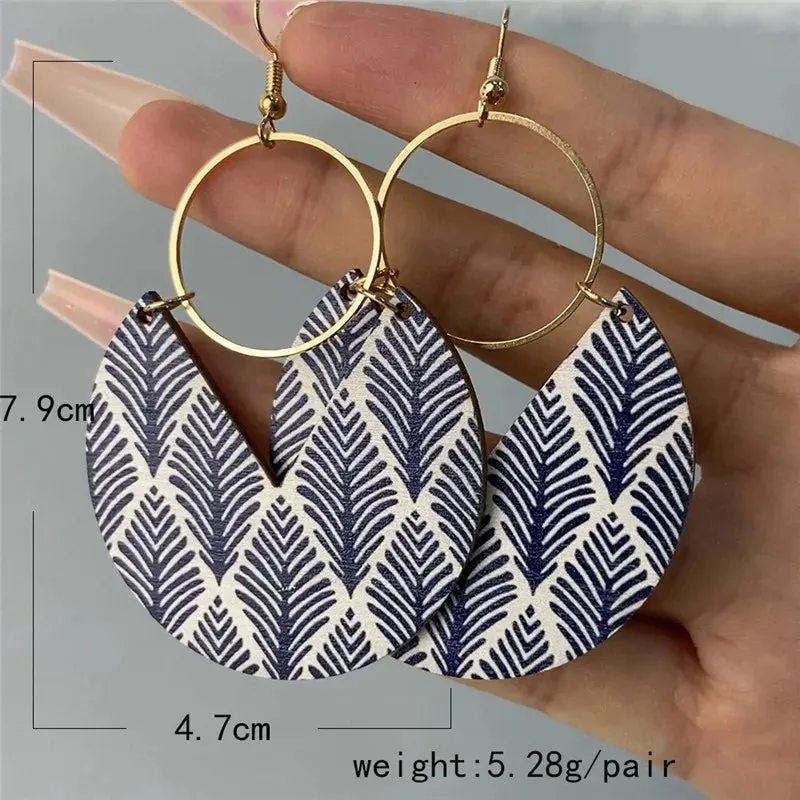 Geometric Copper Drop Earrings | Colorful Pattern Statement Earrings | Women's Fashion Jewelry