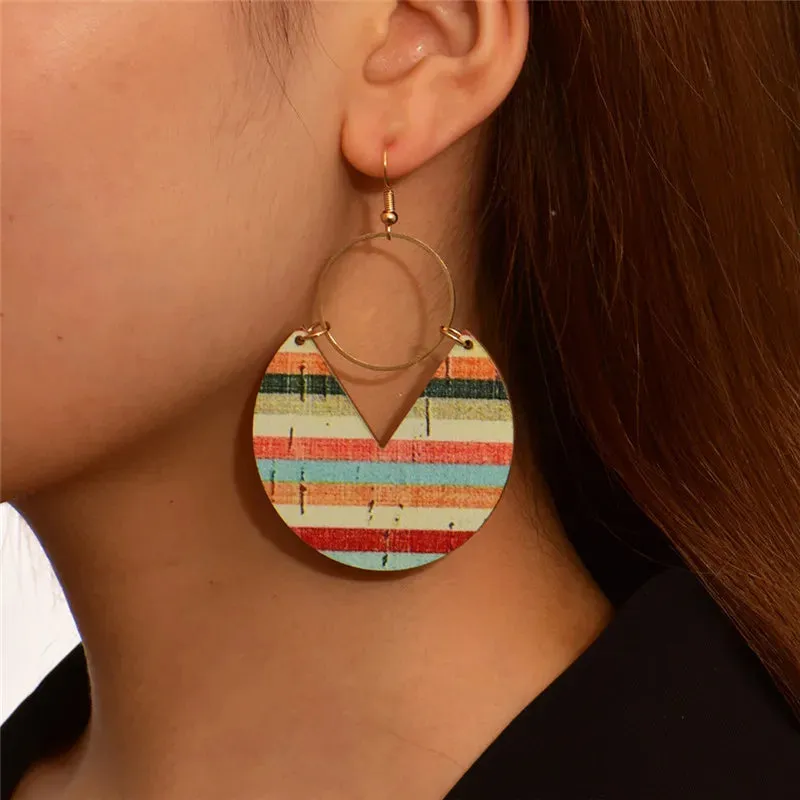 Geometric Copper Drop Earrings | Colorful Pattern Statement Earrings | Women's Fashion Jewelry