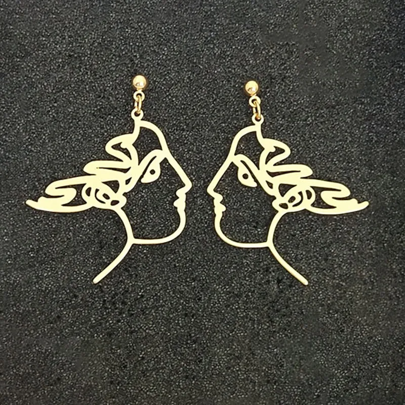 Geometric Girl Face Earrings