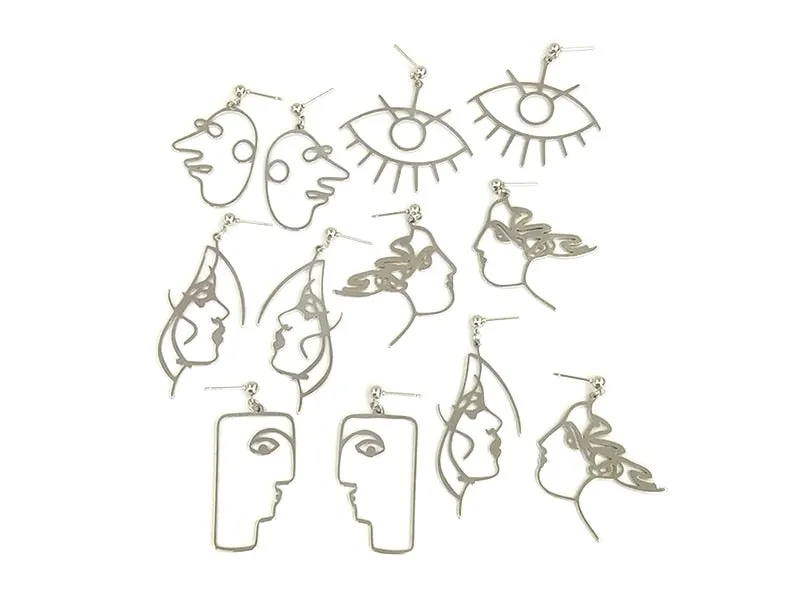 Geometric Girl Face Earrings