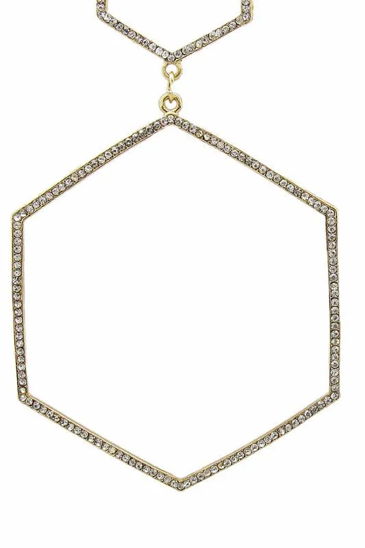 Geometric Gold Rhinestone Earrings