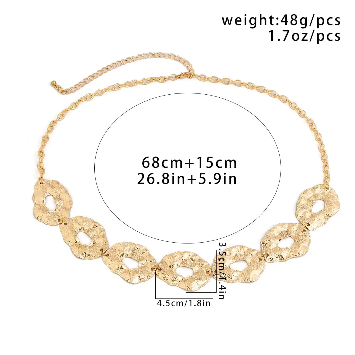 Geometric Irregular Hollow Round Disk Waist Chain