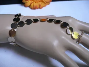 Gold Silver Metal Hand Chain Bracelet Multi Circles Women Trendy