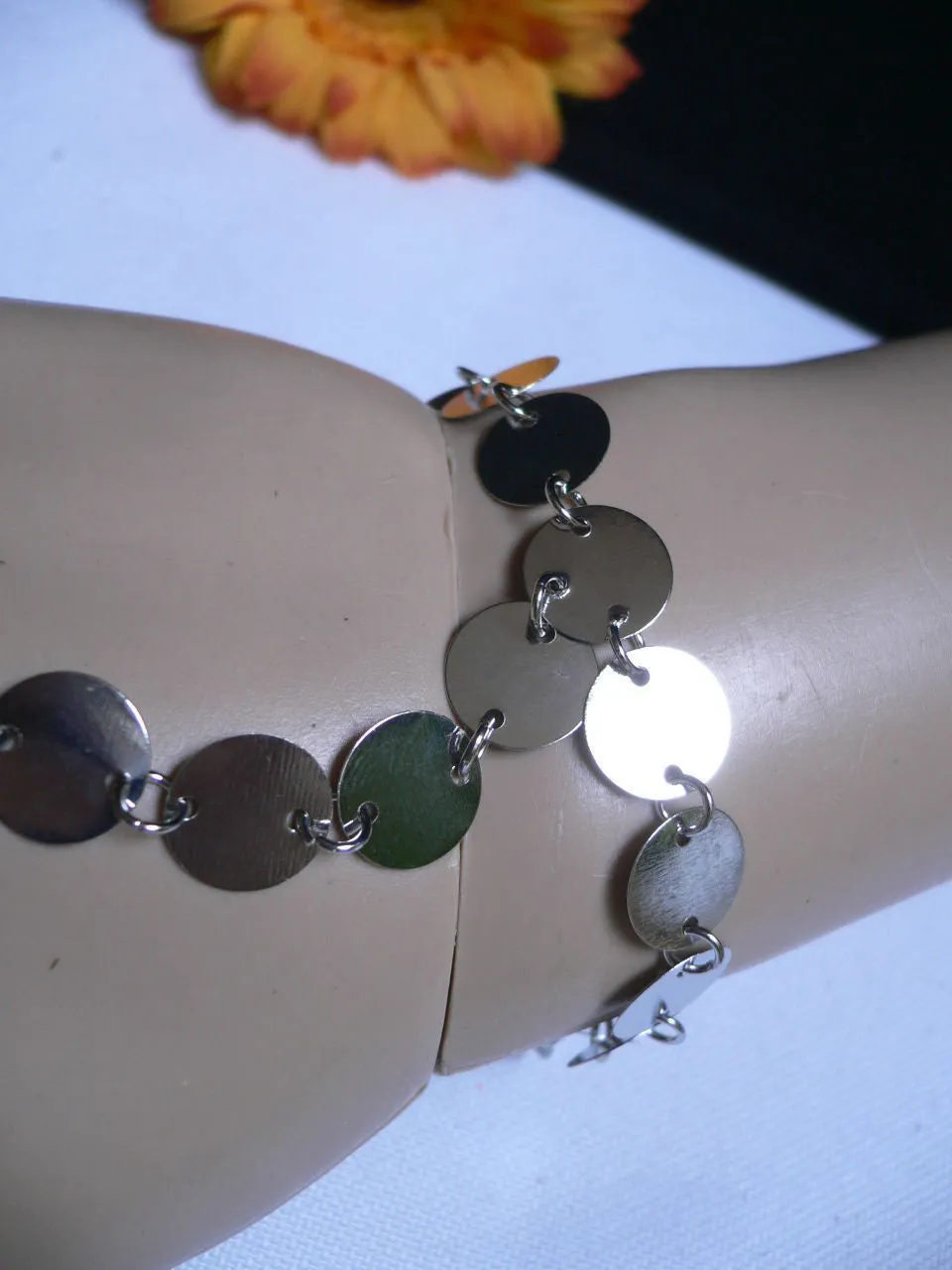Gold Silver Metal Hand Chain Bracelet Multi Circles Women Trendy