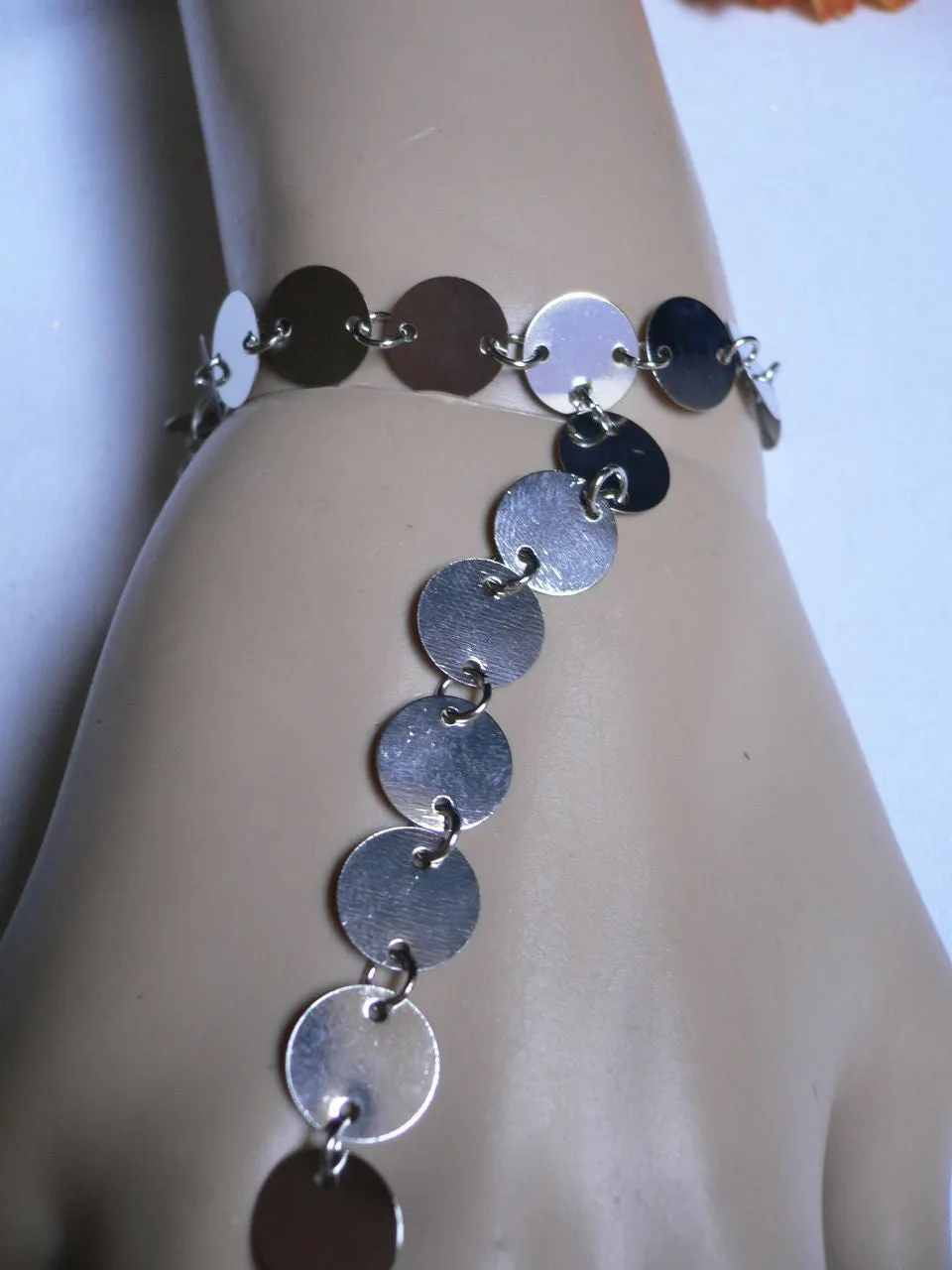 Gold Silver Metal Hand Chain Bracelet Multi Circles Women Trendy